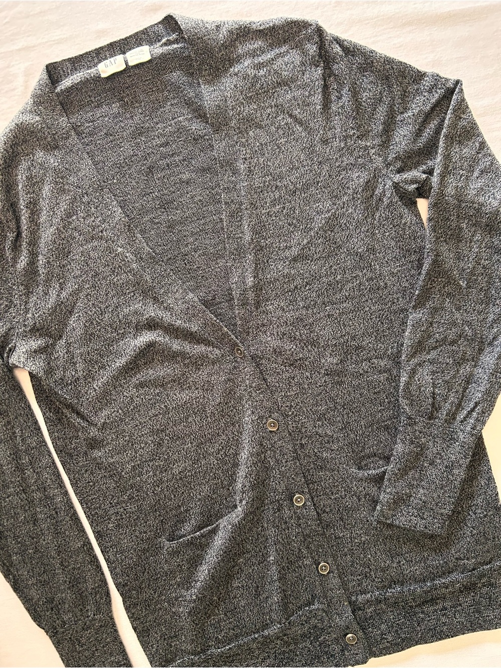 GAP Merino Wool Blend Button Front Cardigan Heather Gray Lightweight Sweater